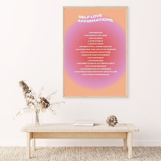 Poster Affirmationen zur Selbstliebe und Mindset Deko Print ohne Rahmen