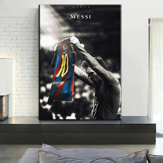 Poster Fußball Lionel Messi Nummer 10 bei Fc Barcelona als Deko Print ohne Rahmen