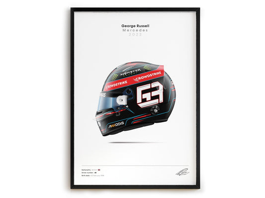 Poster Formel 1 Rennwagen Helm Rennfahrer Name Unterschrift I Deko Print ohne Rahmen