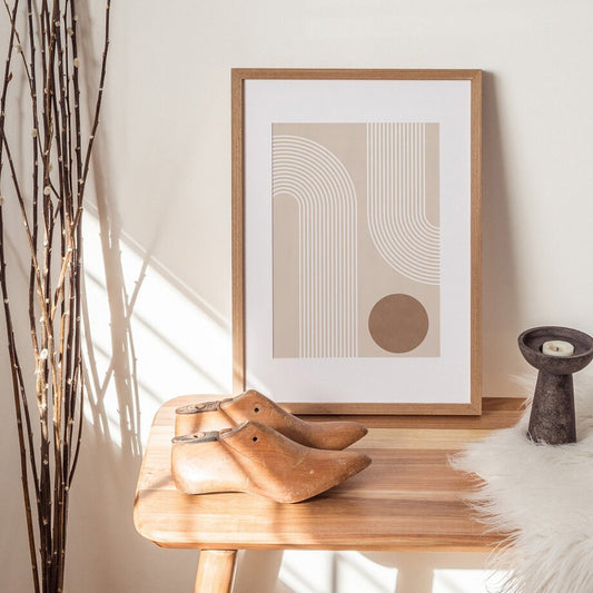 Poster Boho Abstrakt Bogen Linien Beige Braun | Bilder Wohnzimmer | Wandbilder Schlafzimmer | Deko Print ohne Rahmen | Bilder Set Kunstdruck