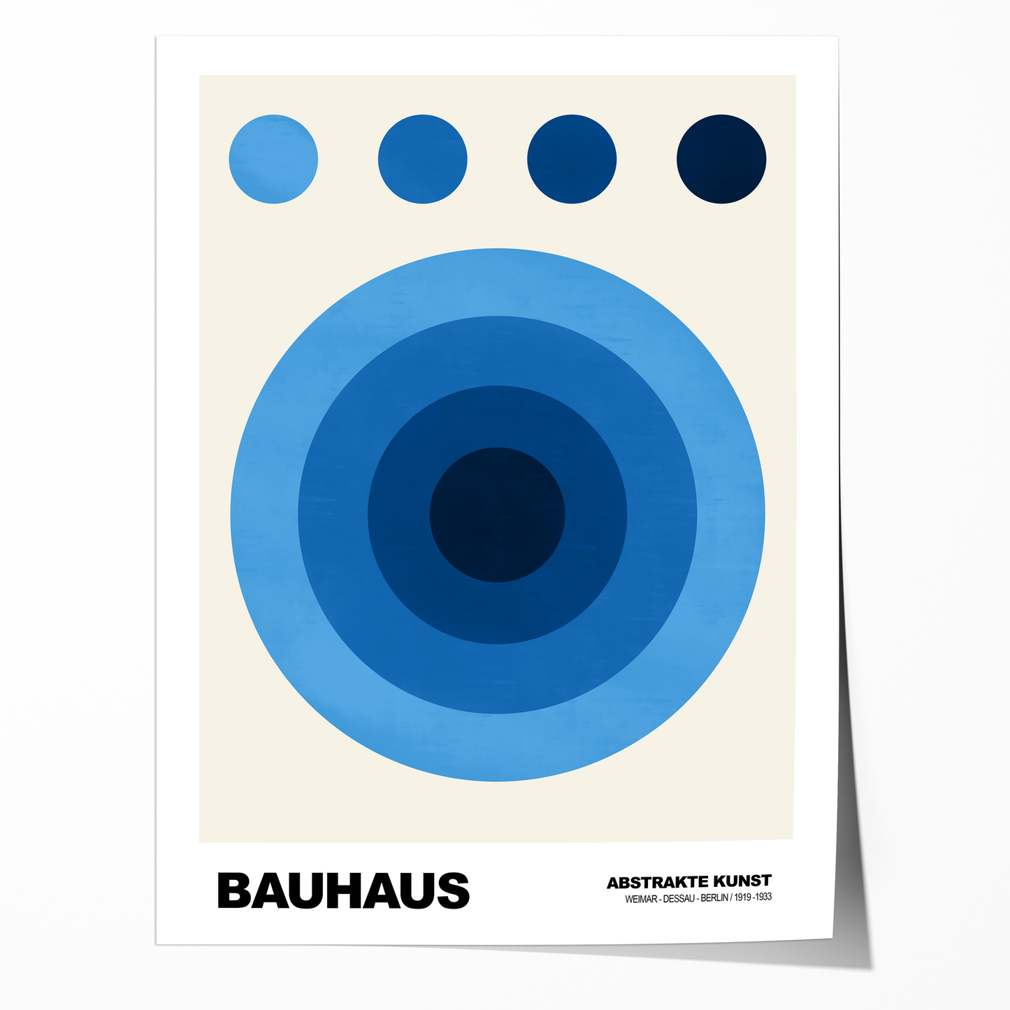 Poster Bauhaus Abstrakte Kunst · Blauer Kreis in modernem Design · Geometrisches Wandbild im Retro-Stil · Deko Print ohne Rahmen