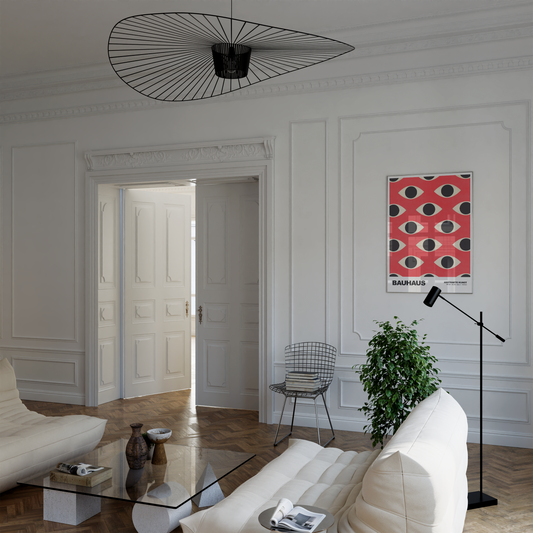 Poster Bauhaus Abstrakte Augen Grafik · Geometrisches Muster in Rot und Beige · Modernes Retro Design · Deko Print ohne Rahmen