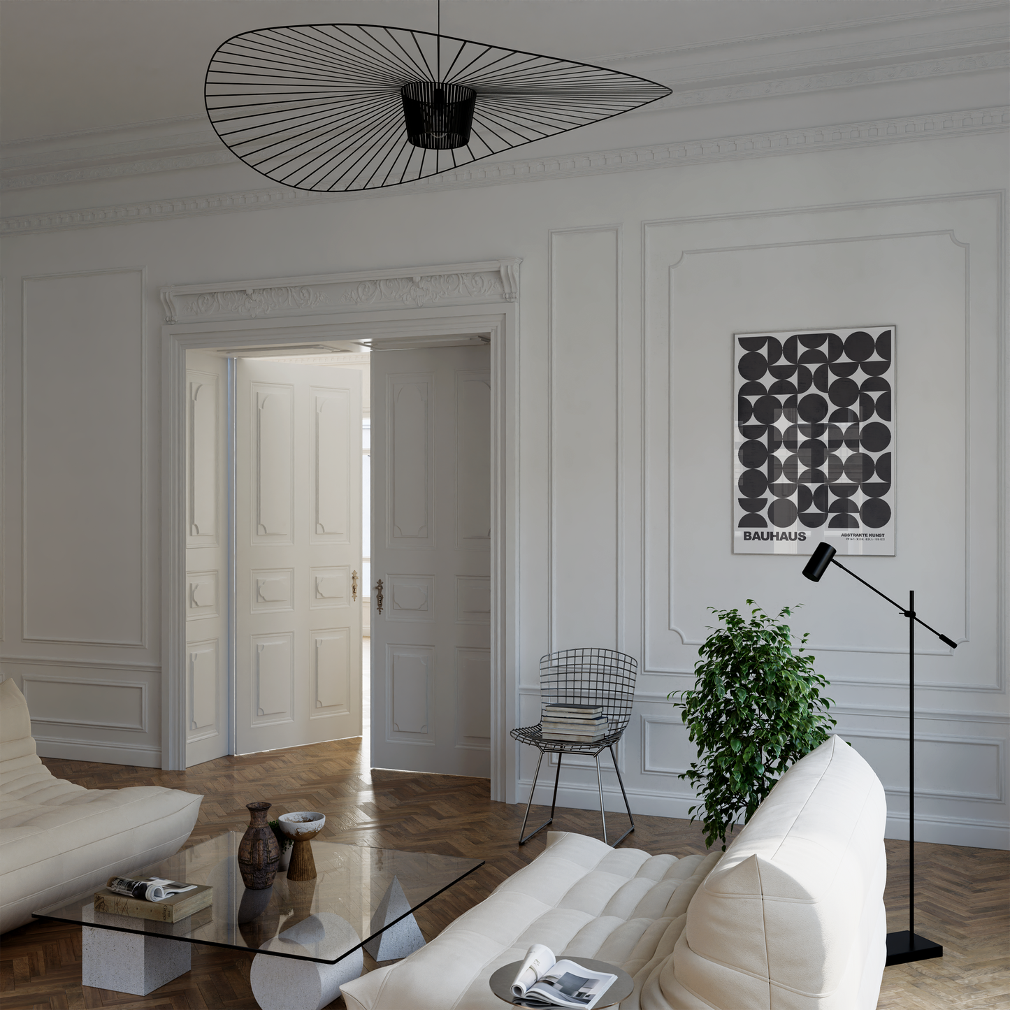 Poster Bauhaus Abstrakte Kunst · Schwarze geometrische Formen im minimalistischen Design · Modernes Wandbild · Deko Print ohne Rahmen