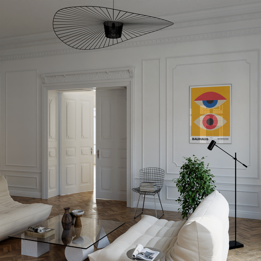 Poster Bauhaus Abstrakte Augen Kunst · Geometrisches Design in Gelb, Rot, Blau · Retro Mid Century Stil · Deko Print ohne Rahmen