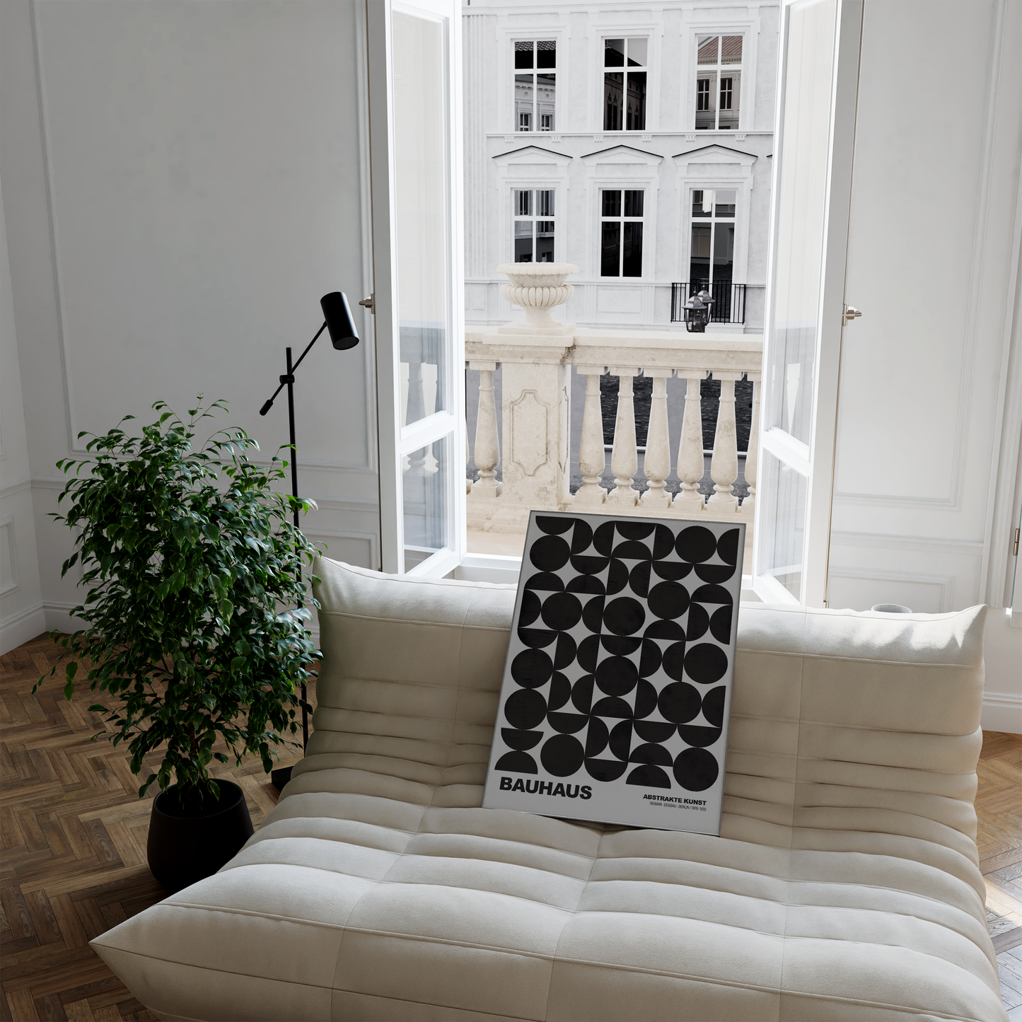 Poster Bauhaus Abstrakte Kunst · Schwarze geometrische Formen im minimalistischen Design · Modernes Wandbild · Deko Print ohne Rahmen