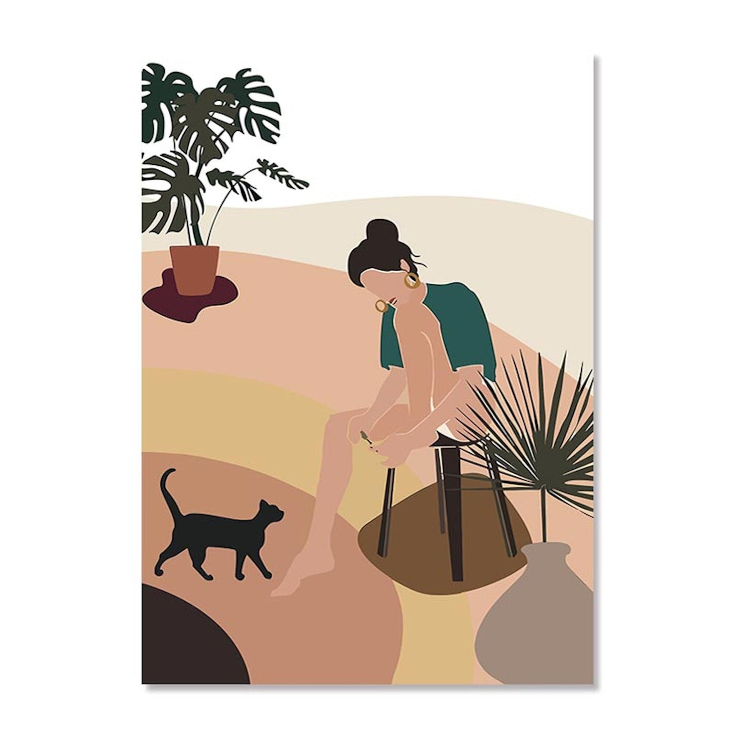 Poster Boho Linien Abstrakt Botanik | Bilder Wohnzimmer | Wandbilder Schlafzimmer | Deko Print ohne Rahmen | Bilder Set Kunstdruck