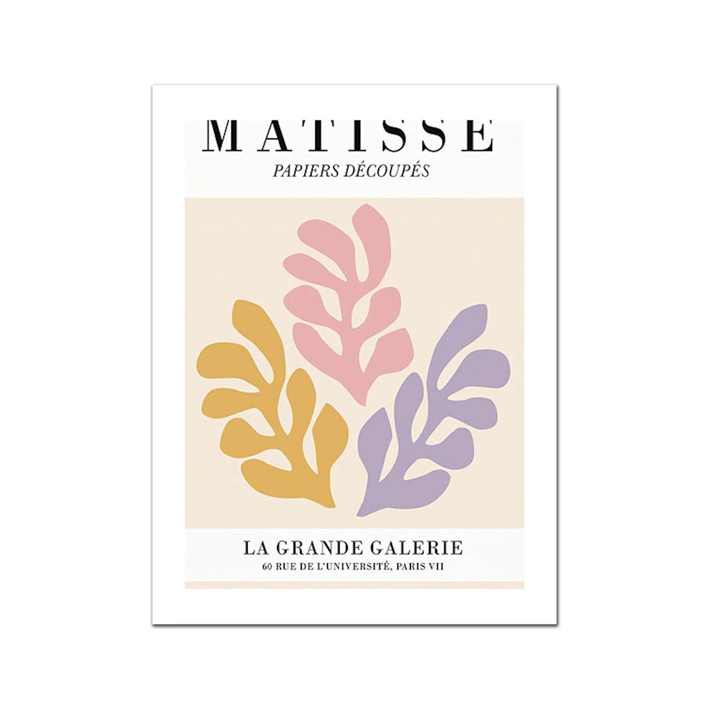 Poster Matisse Blumen Abstrakt | Bilder Wohnzimmer | Wandbilder Schlafzimmer | Deko Print ohne Rahmen | Bilder Set Matisse Beige