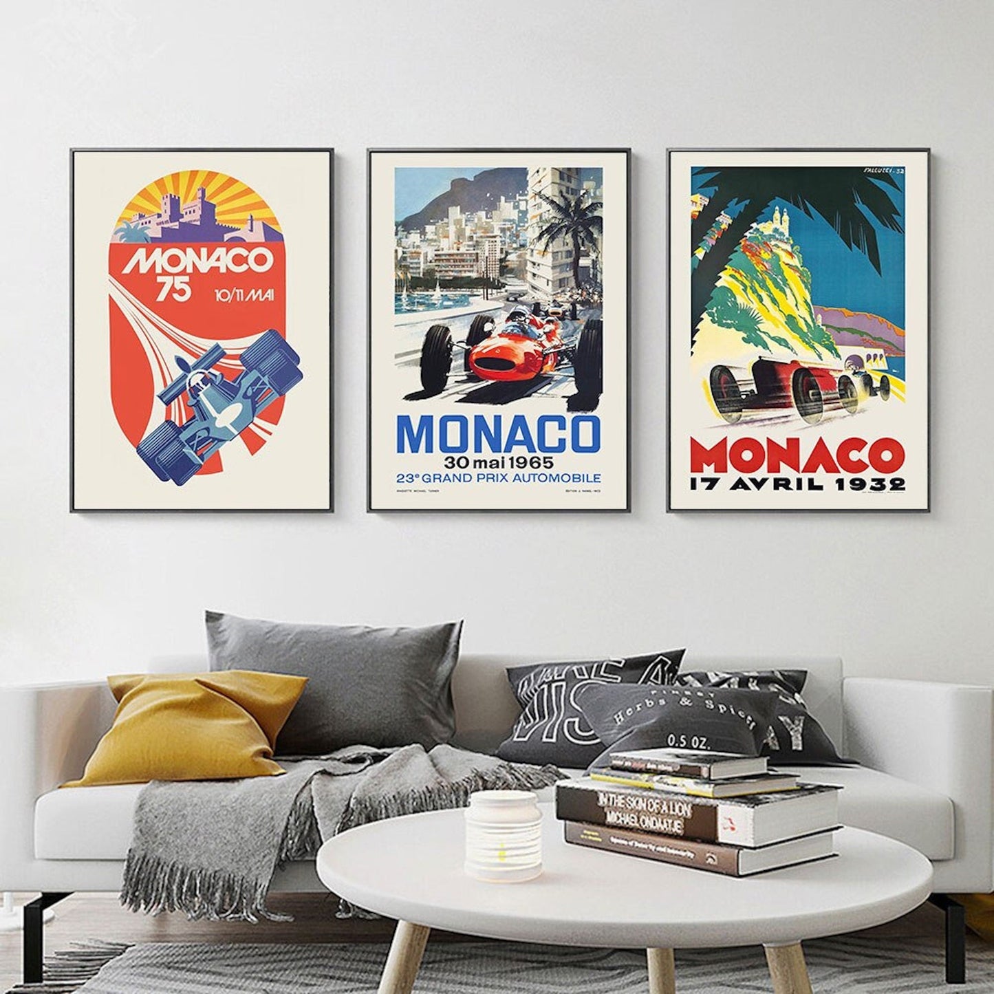 Poster Monaco Rennwagen Formel 1 Grand Prix | Bilder Wohnzimmer | Wandbilder Schlafzimmer | Deko Print ohne Rahmen | Bilder Set
