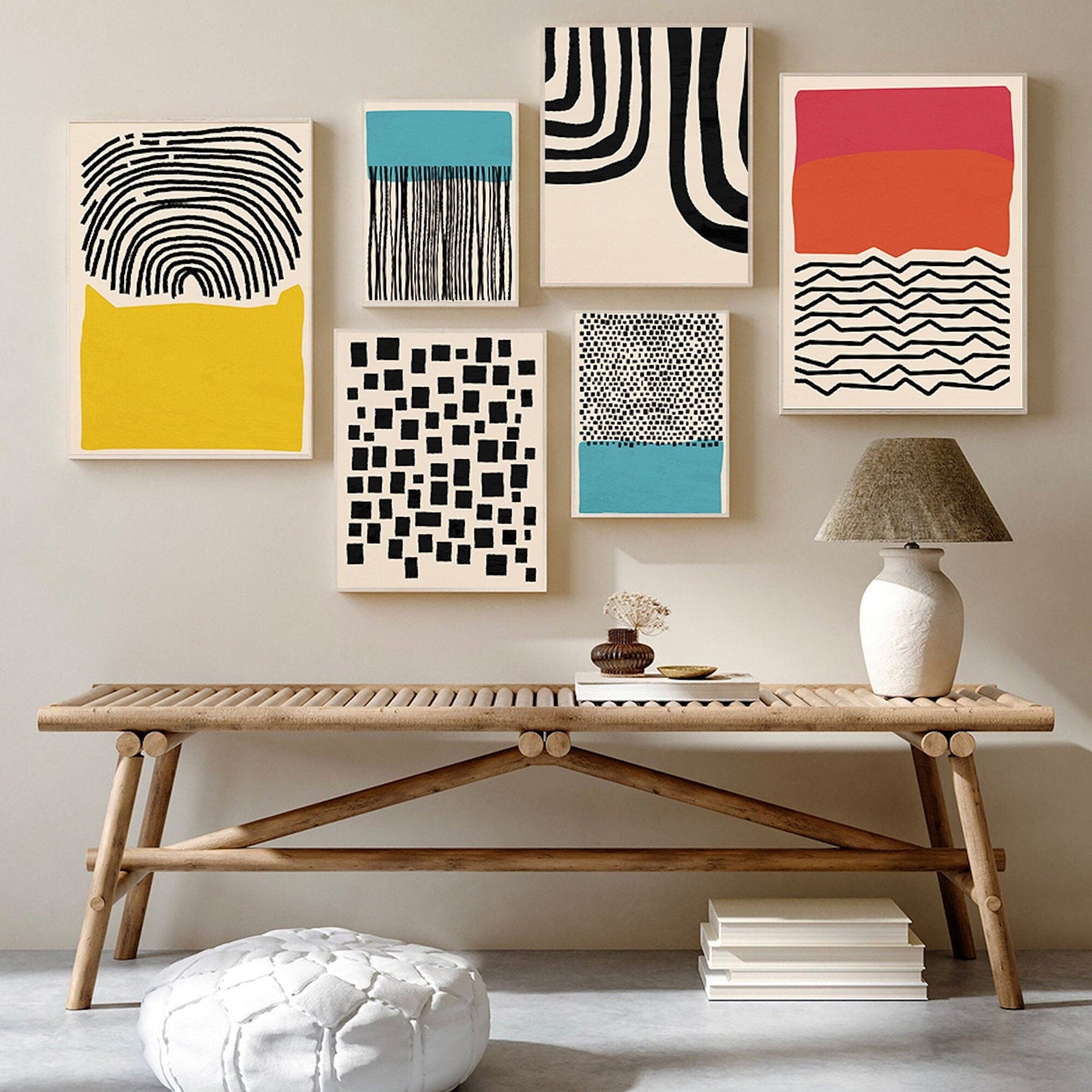 Poster Linien Abstrakt Formen | Bilder Wohnzimmer | Wandbilder Schlafzimmer | Deko Print ohne Rahmen | Bilder Set Kunstdruck