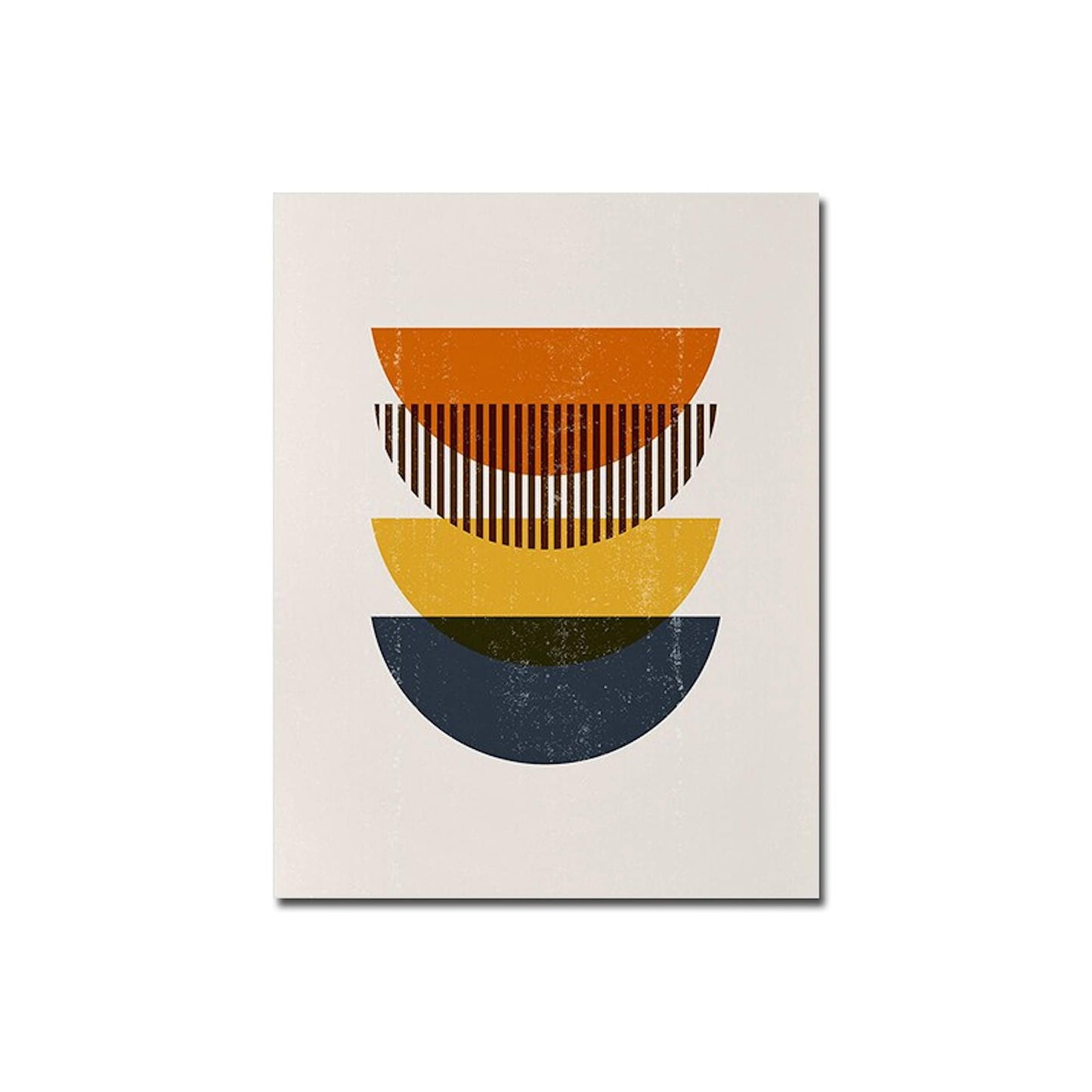 Poster Boho Abstrakt Sonne Halbkreise und Blätter mit Gelbtönen als Deko Print ohne Rahmen