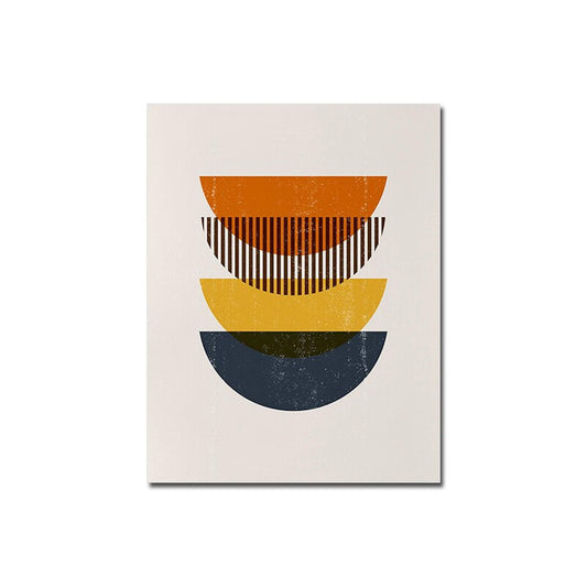 Poster Boho Abstrakt Sonne Halbkreise und Blätter mit Gelbtönen als Deko Print ohne Rahmen