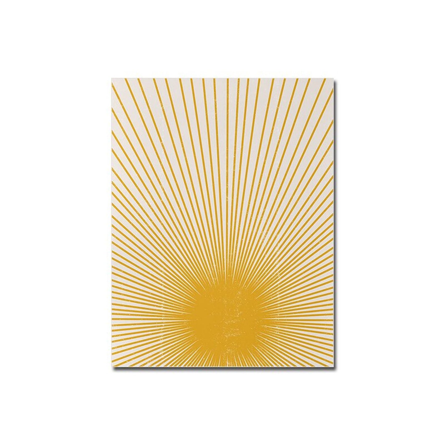 Poster Boho Abstrakt Sonne Halbkreise und Blätter mit Gelbtönen als Deko Print ohne Rahmen