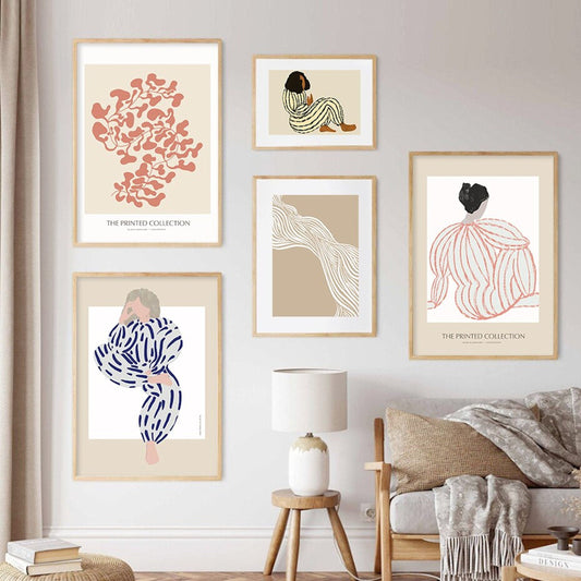 Poster Boho Abstrakte Linien und Frauen Kurven Körper Formen als Print ohne Rahmen