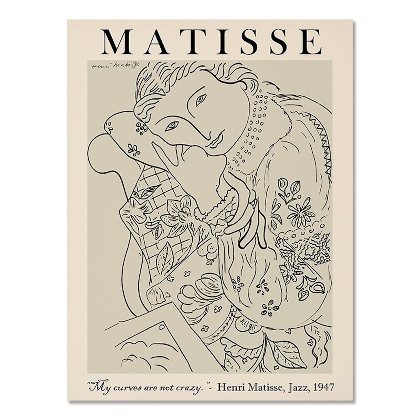 Poster Picasso Matisse Museum Abstrakt Retro Porträt  | Bilder Wohnzimmer | Wandbilder Schlafzimmer | Deko Print ohne Rahmen | Bilder Set