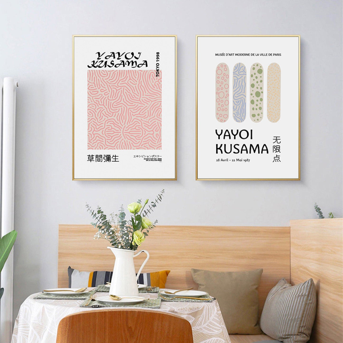 Poster Modern Yayoi Kusama Abstrakt Nordic | Bilder Wohnzimmer | Wandbilder Schlafzimmer | Deko Print ohne Rahmen | Bilder Set Kunstdruck