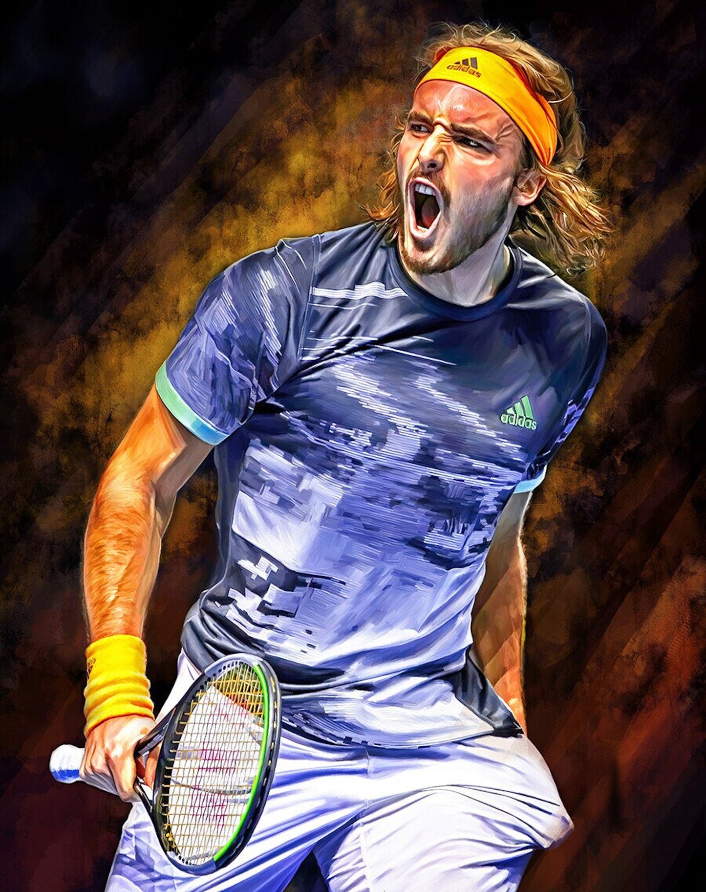 Poster Tennis Spieler Jubel und Sieger Pokal als Deko Print ohne Rahmen