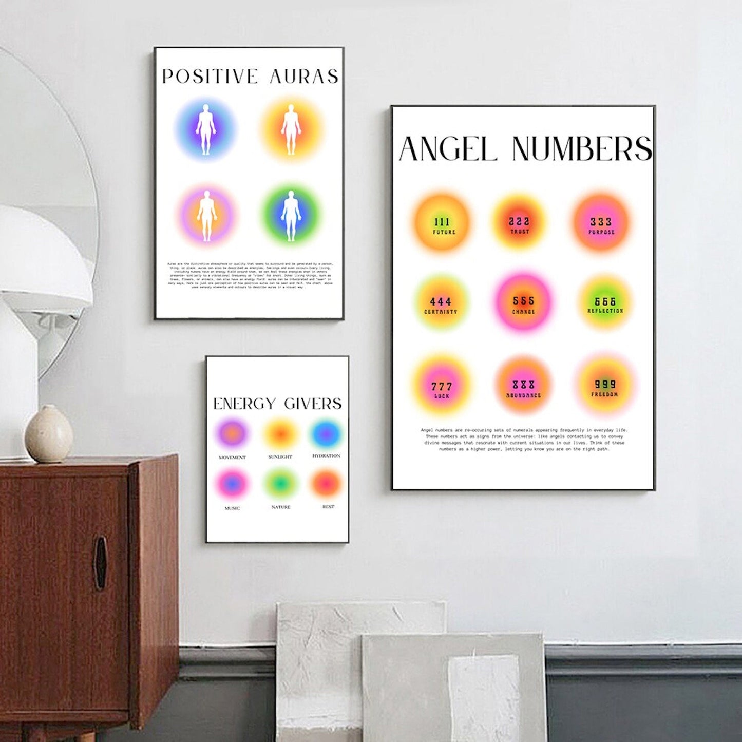 Poster Engelszahlen, Positive Aura Energiegeber  als Deko Print ohne Rahmen