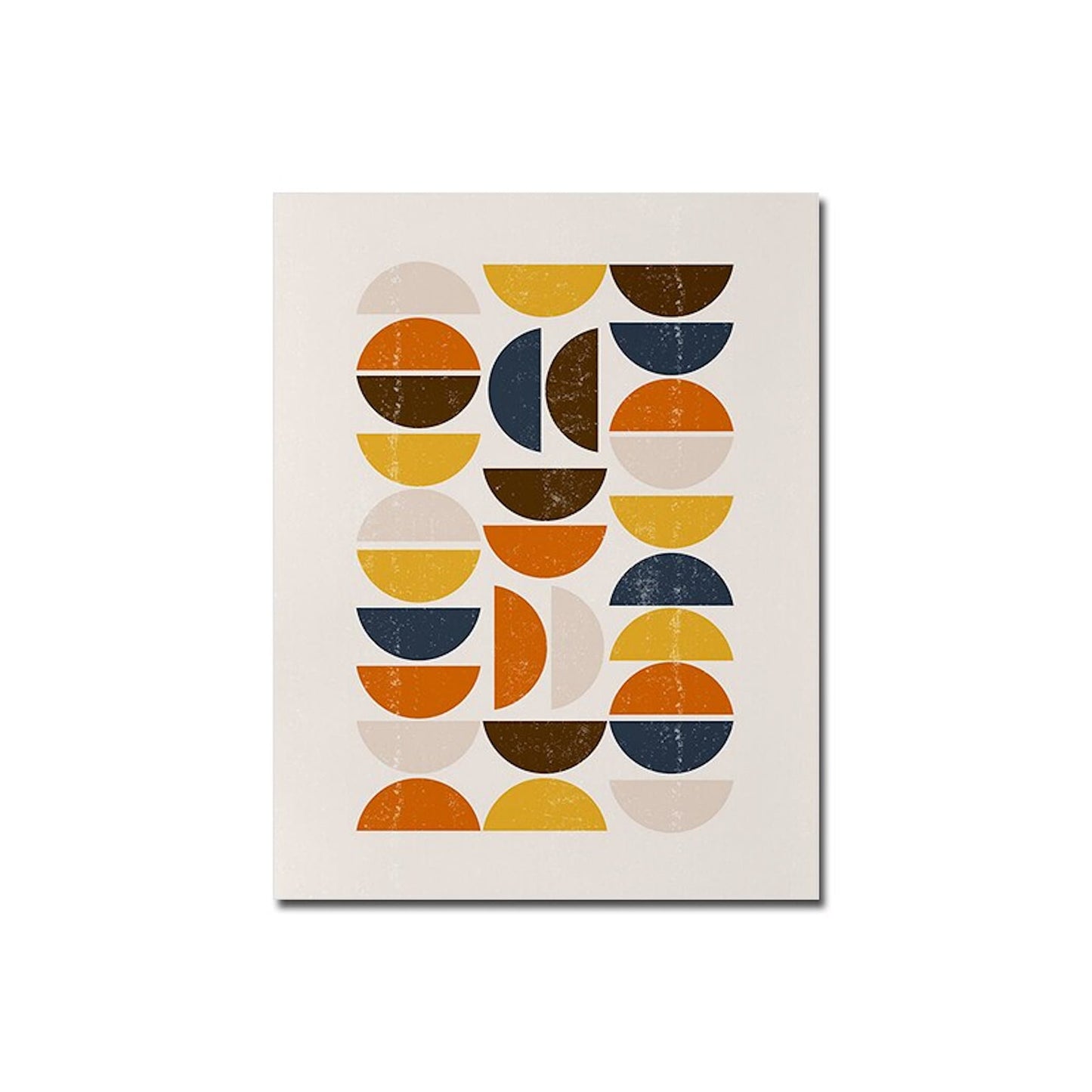 Poster Boho Abstrakt Sonne Halbkreise und Blätter mit Gelbtönen als Deko Print ohne Rahmen