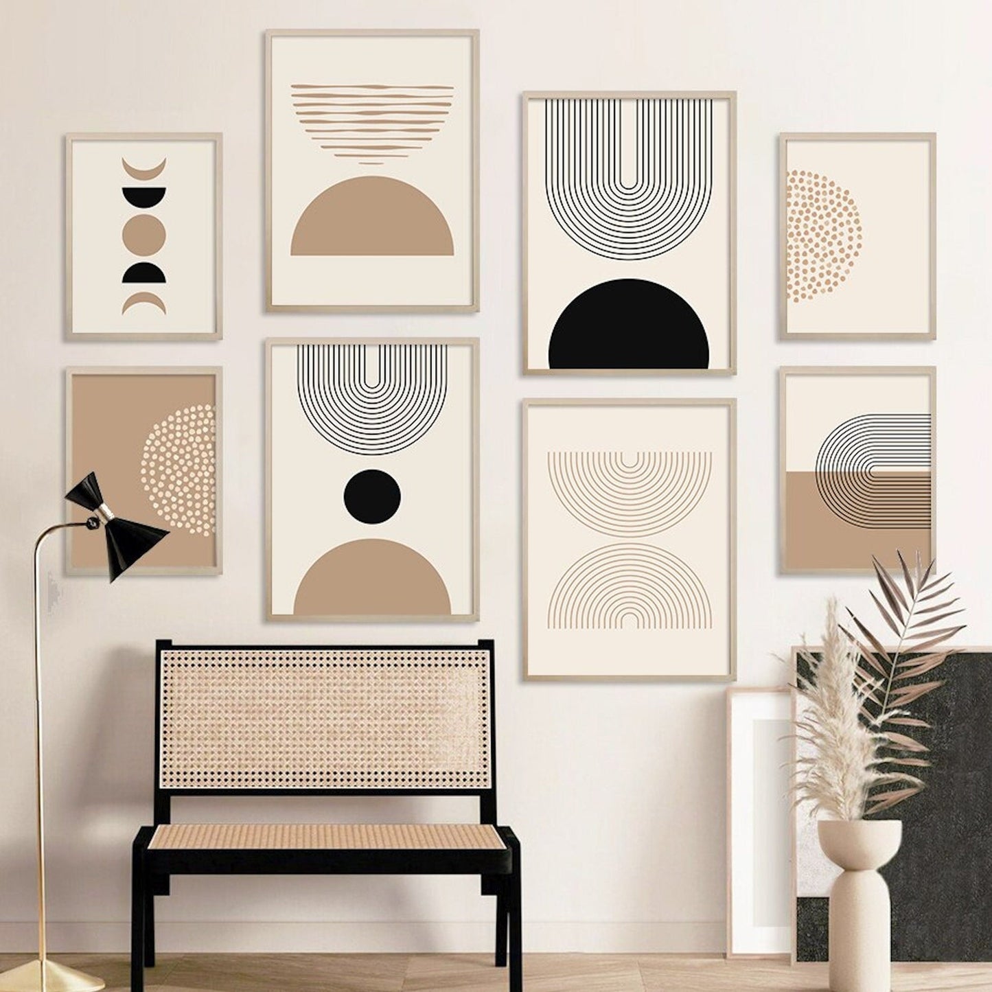 Poster Boho Halbkreise und Linien als Deko Print ohne Rahmen