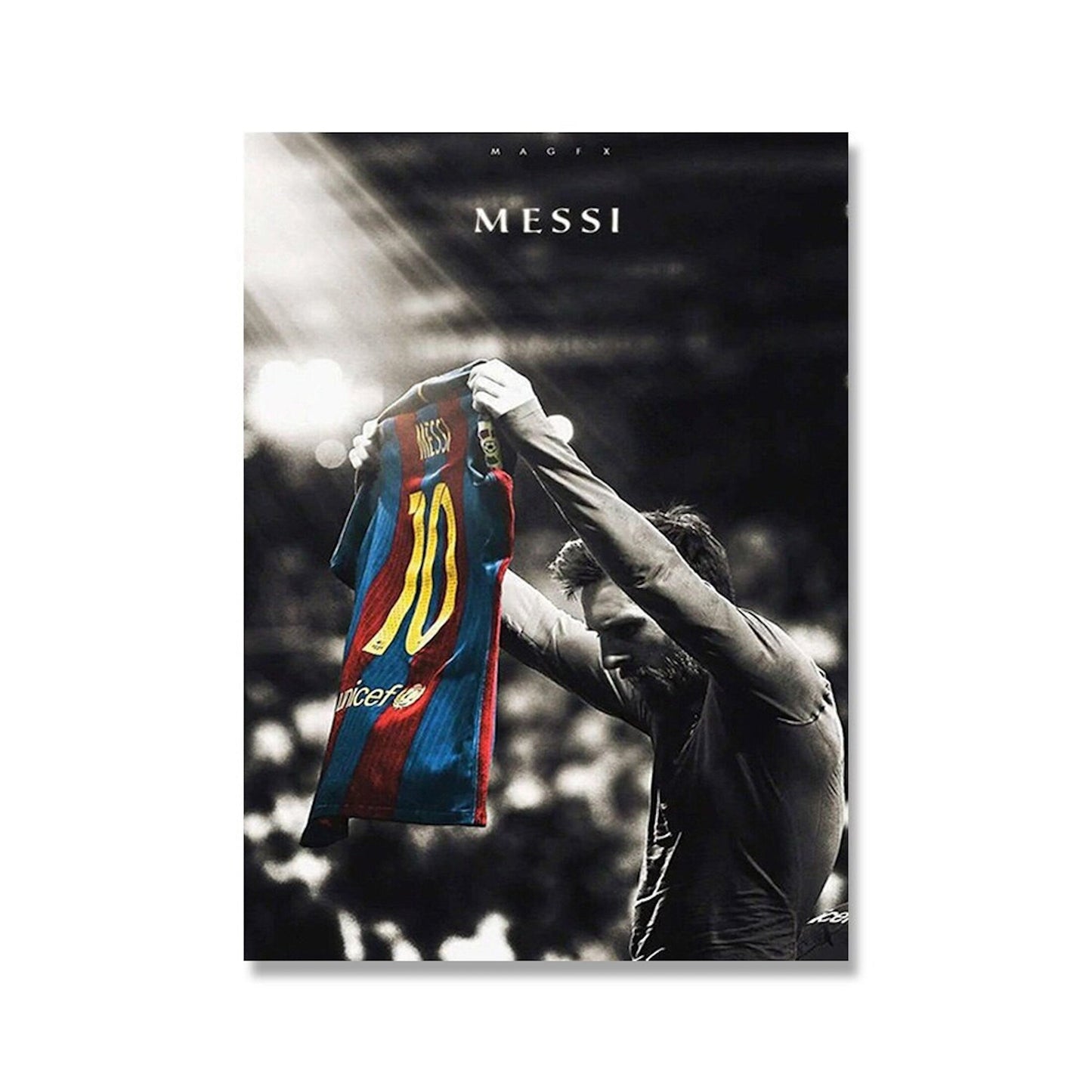 Poster Fußball Lionel Messi Nummer 10 bei Fc Barcelona als Deko Print ohne Rahmen
