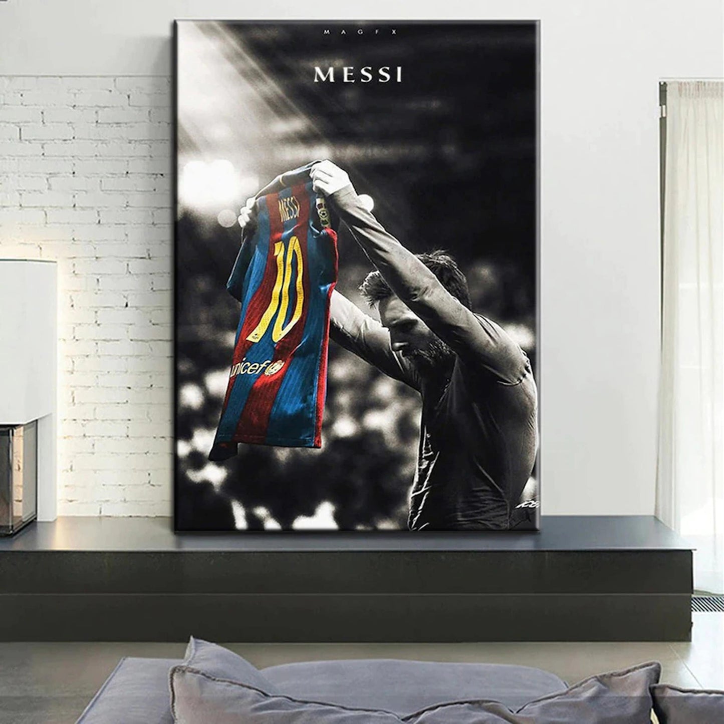 Poster Fußball Lionel Messi Nummer 10 bei Fc Barcelona als Deko Print ohne Rahmen