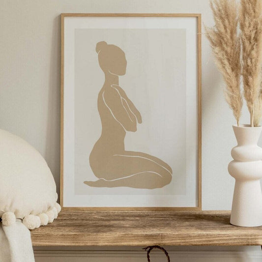 Poster Yoga Abstrakt sitzende Frau und Posen als Deko Print ohne Rahmen