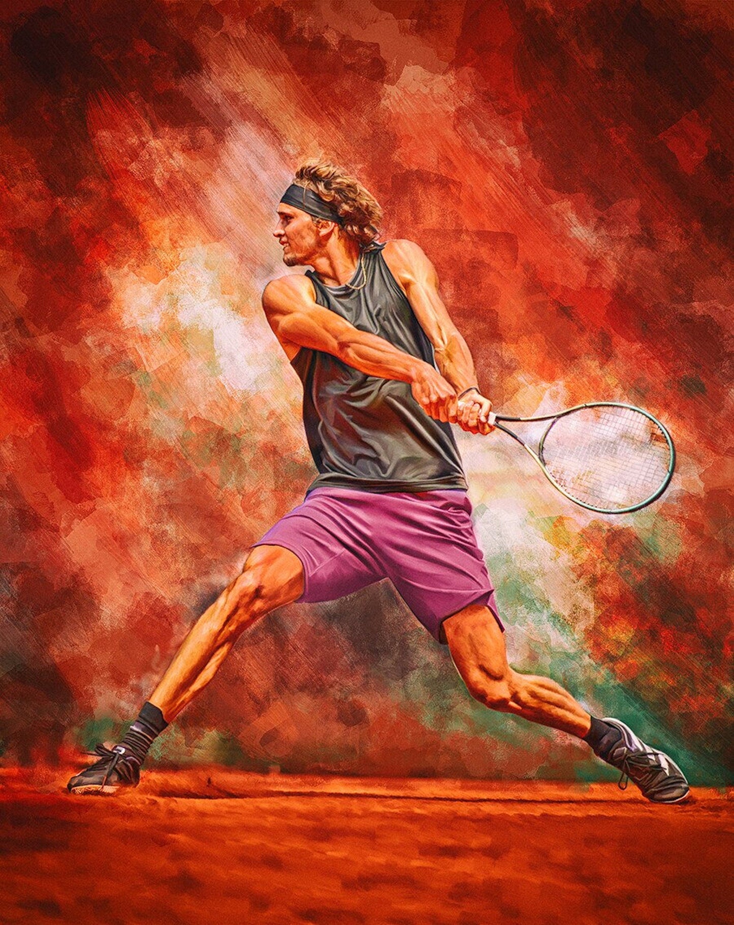 Poster Tennis Spieler Jubel und Sieger Pokal als Deko Print ohne Rahmen