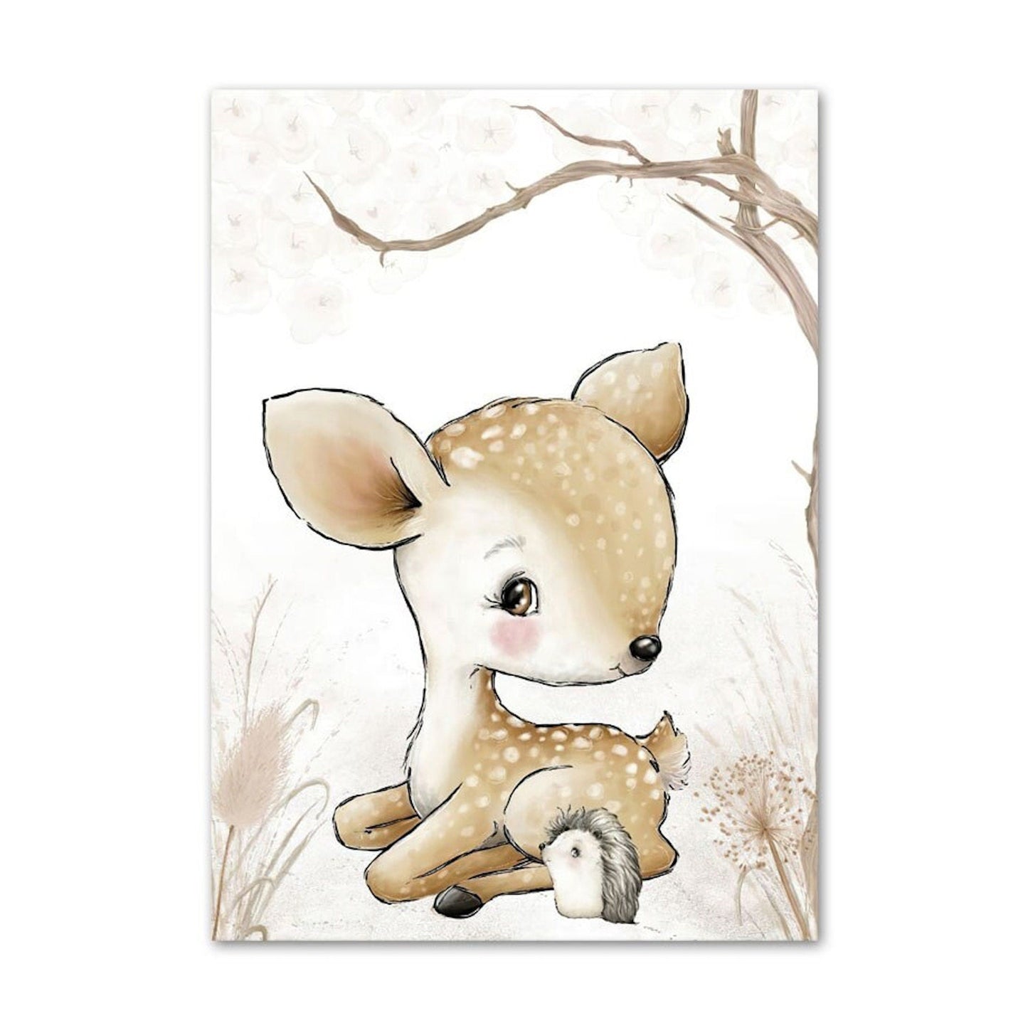 Poster Kinderzimmer Bilder Tiere Bär Reh Fuchs Hase und Spruch sei Frech wild und wunderbar als Deko Print ohne Rahmen