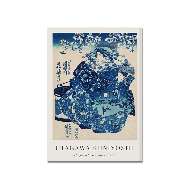 Poster Vintage Japanische Landschaft Abstrakte Meer Welle Traditionell als Deko Print ohne Rahmen