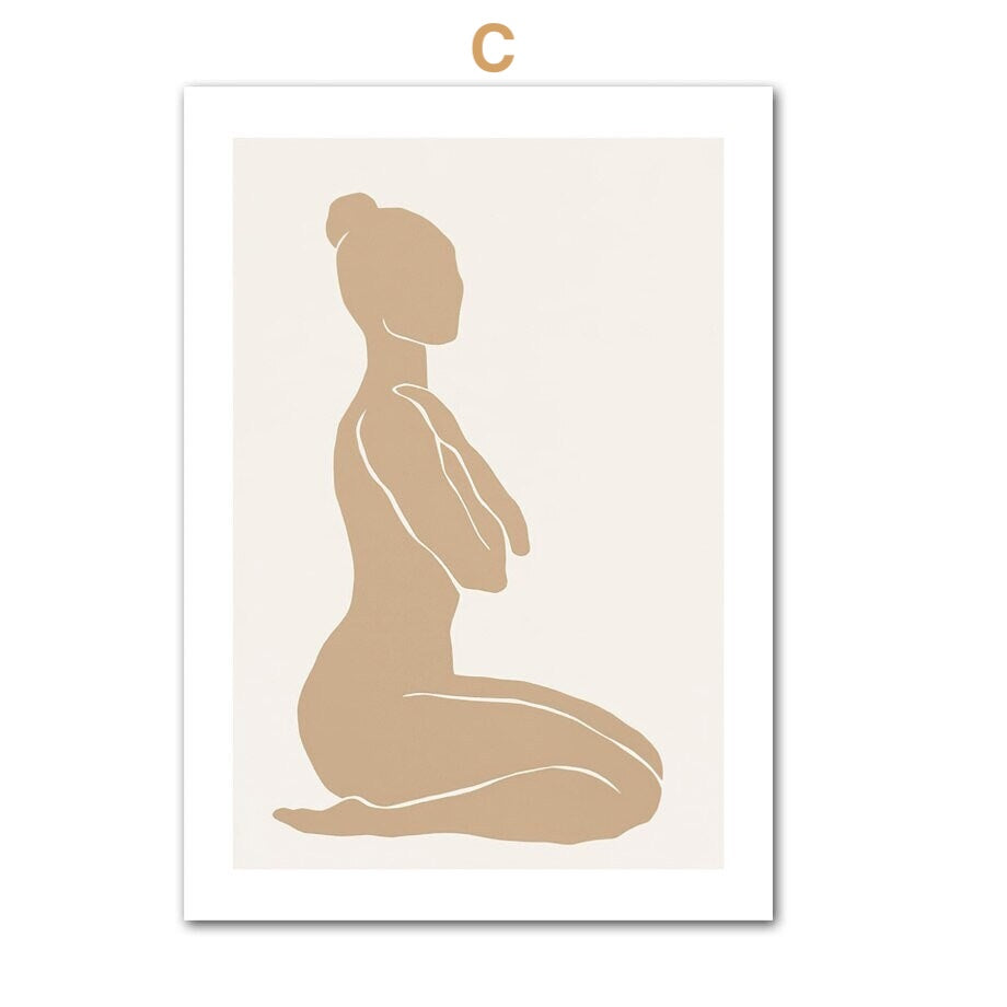 Poster Yoga Abstrakt sitzende Frau und Posen als Deko Print ohne Rahmen