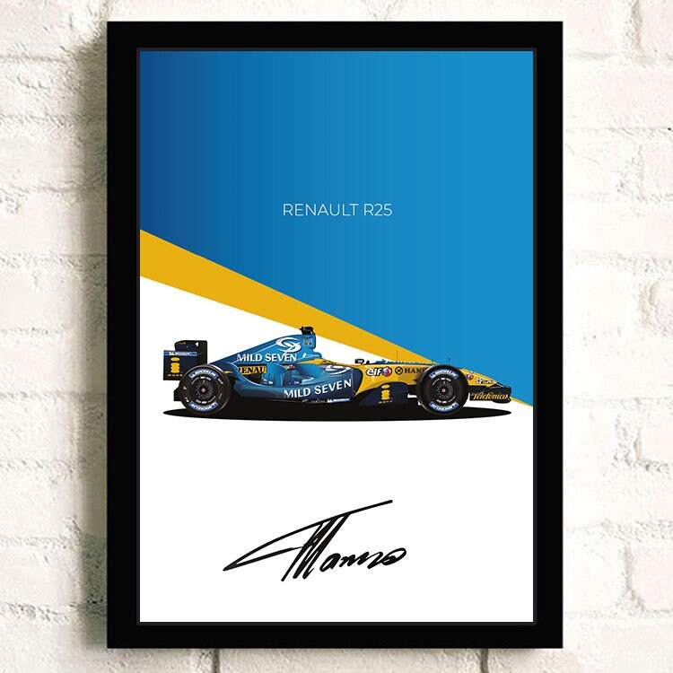Poster Formel 1 Rennwagen Grand Prix Rennfahrer Signature   I  Deko Print ohne Rahmen