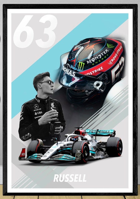 Poster Formel 1 Rennwagen Grand Prix Rennfahrer Namen Wagen Nummer I  Deko Print ohne Rahmen