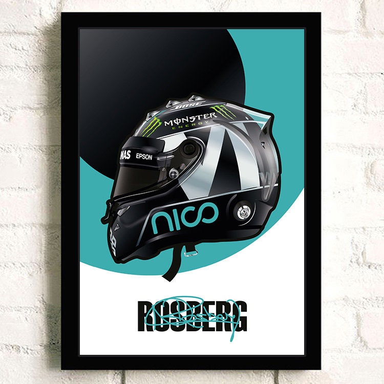 Poster Formel 1 Helm Rennfahrer Name Unterschrift I Deko Print ohne Rahmen