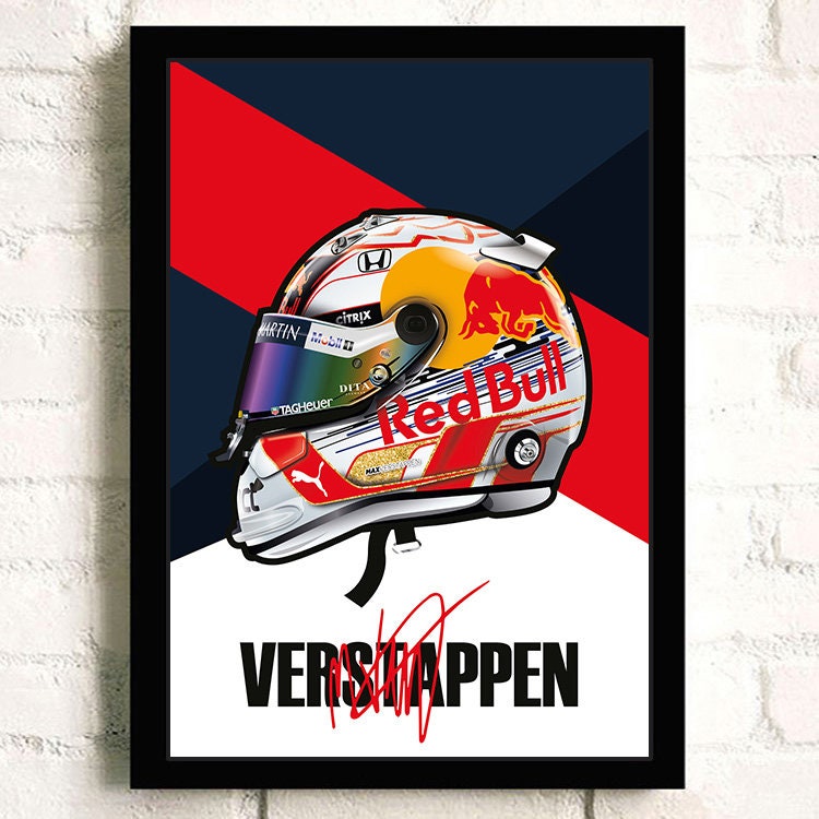 Poster Formel 1 Helm Rennfahrer Name Unterschrift I Deko Print ohne Rahmen