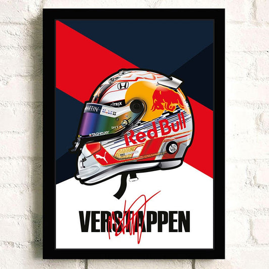 Poster Formel 1 Helm Rennfahrer Name Unterschrift I Deko Print ohne Rahmen