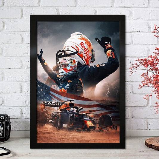 Poster Formel 1 Max Verstappen Rennfahrer Helm Rennwagen Red Bull I Deko Print ohne Rahmen