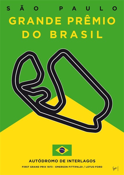 Poster Formel 1 Rennstrecke Länder Flagge I Deko Print ohne Rahmen