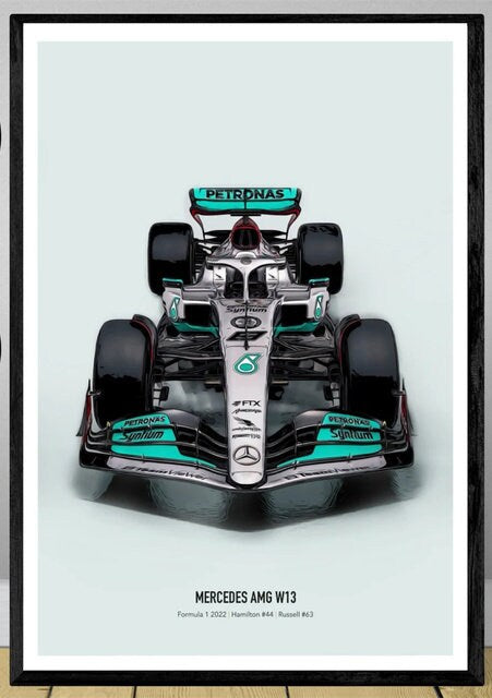 Poster Formel 1 Rennwagen Grand Prix Rennfahrer Namen Wagen Nummer I  Deko Print ohne Rahmen