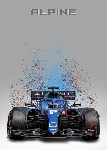 Poster Formel 1  Rennwagen Aquarell I Deko Print ohne Rahmen