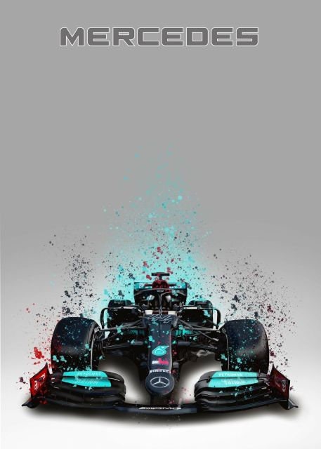 Poster Formel 1  Rennwagen Aquarell I Deko Print ohne Rahmen