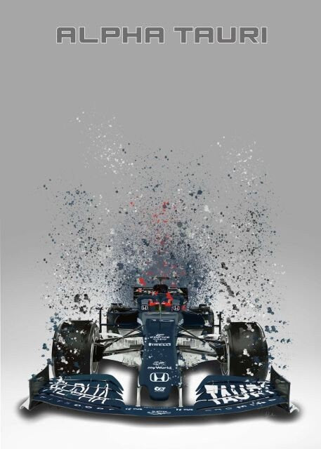 Poster Formel 1  Rennwagen Aquarell I Deko Print ohne Rahmen