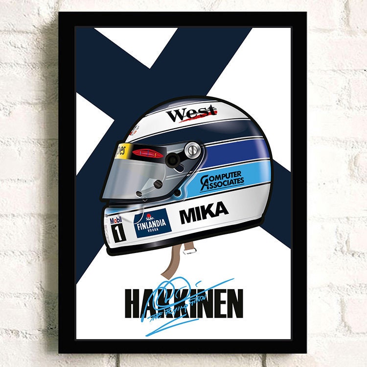 Poster Formel 1 Helm Rennfahrer Name Unterschrift I Deko Print ohne Rahmen