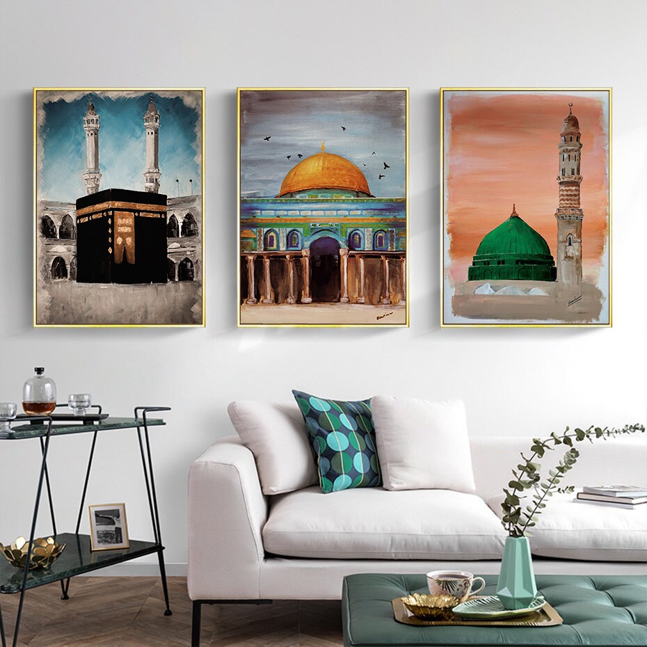 Poster Al Aqsa Moschee Kaaba Minarett I Wandbilder Wohnzimmer & Schlafzimmer I Deko Print Bilder I ohne Rahmen