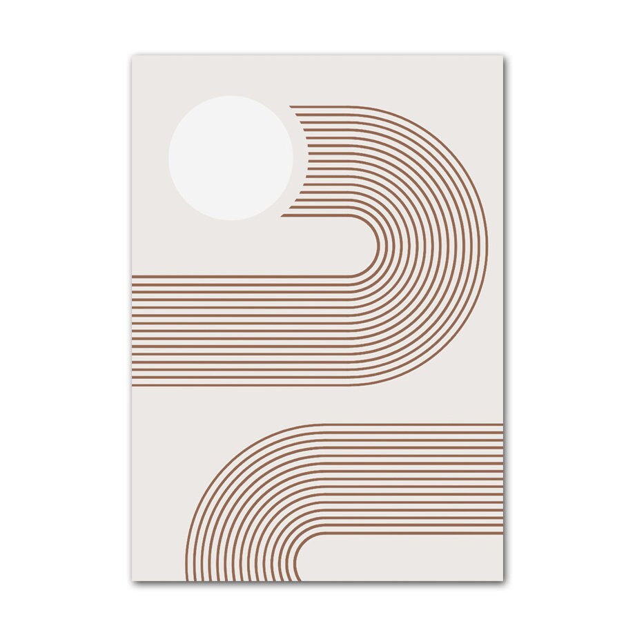 Poster Boho Abstrakt Bogen Linien Beige Braun  | Bilder Wohnzimmer | Wandbilder Schlafzimmer | Deko Print ohne Rahmen | Bilder Set Kunstdruck