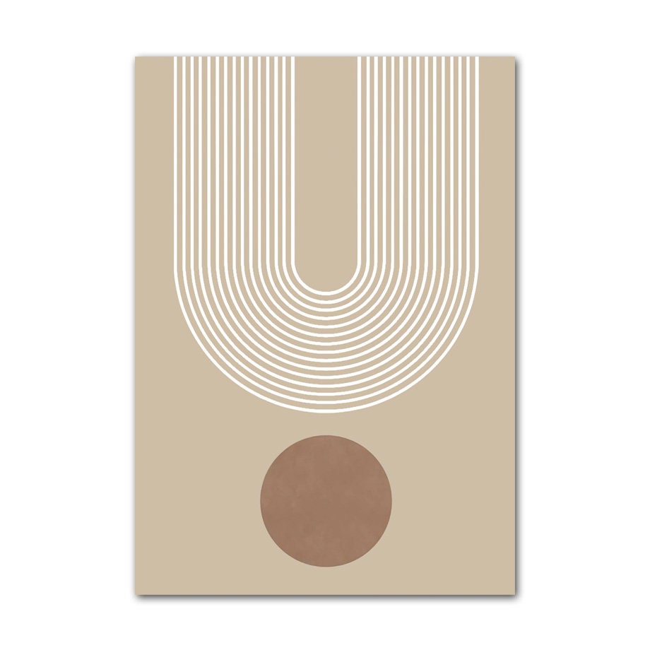 Poster Boho Abstrakt Bogen Linien Beige Braun  | Bilder Wohnzimmer | Wandbilder Schlafzimmer | Deko Print ohne Rahmen | Bilder Set Kunstdruck