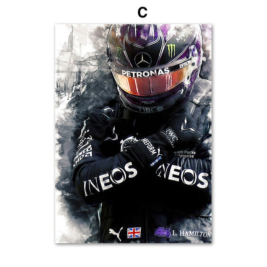 Poster Formel 1 Rennwagen Rennfahrer Aquarell I Deko Print ohne Rahmen