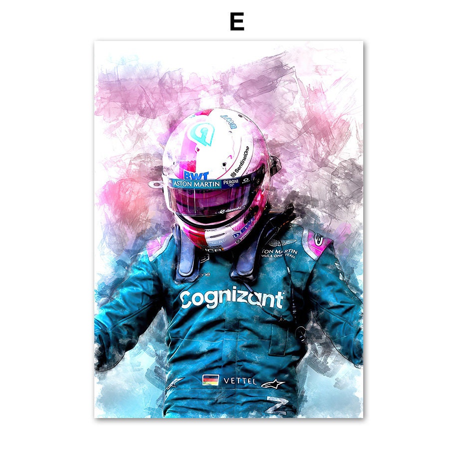 Poster Formel 1 Rennwagen Rennfahrer Aquarell I Deko Print ohne Rahmen