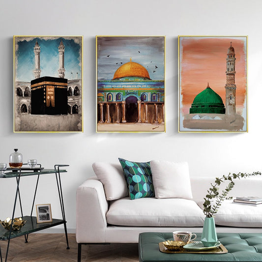 Poster Islam Al Aqsa Mosche Kaaba I Wandbilder Wohnzimmer & Schlafzimmer I Deko Print Bilder I ohne Rahmen