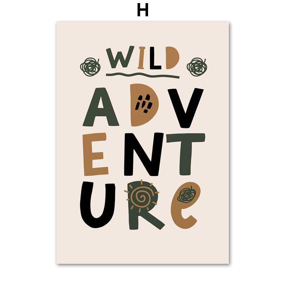 Poster Safari Abenteuer Löwe Giraffe I Kinderzimmer Wandbilder I Spielzimmer Dekoration I  Wand Deko Print I ohne Rahmen