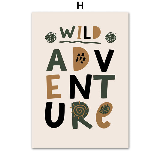 Poster Safari Abenteuer Löwe Giraffe I Kinderzimmer Wandbilder I Spielzimmer Dekoration I  Wand Deko Print I ohne Rahmen